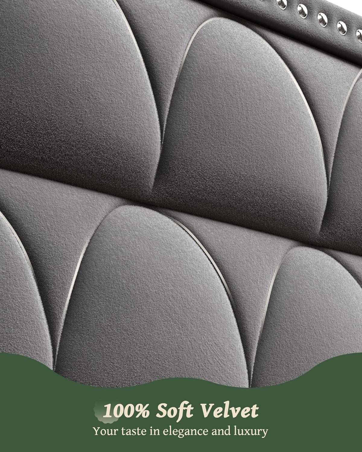 Queen Size Bed Frame with 56" Headboard - Velvet Upholstered Wingback Platform Bed Frame, Noise Free, Sturdy Wooden Slat Support (Deep Gray, Queen)