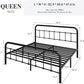 Queen Size Metal Platform Bed Frame with Victorian Style Wrought Iron-Art Headboard/Footboard, No Box Spring Required, Black