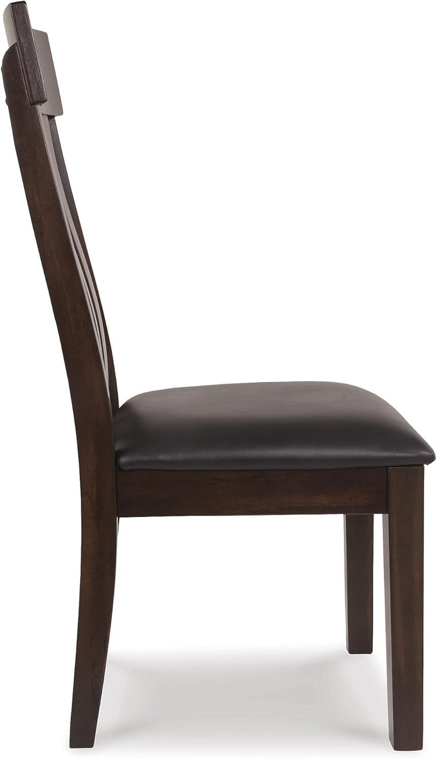 Haddigan Faux Leather Cushioned Rake Back Dining Chair, 2 Count, Dark Brown