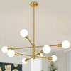 8-Light Modern Sputnik Chandelier, Mid Century Gold Chandeliers Lighting, Farmhouse Ceiling Hanging Light Fixture for Dining Room Bedroom Living Room Kitchen Foyer, Height Adjustable