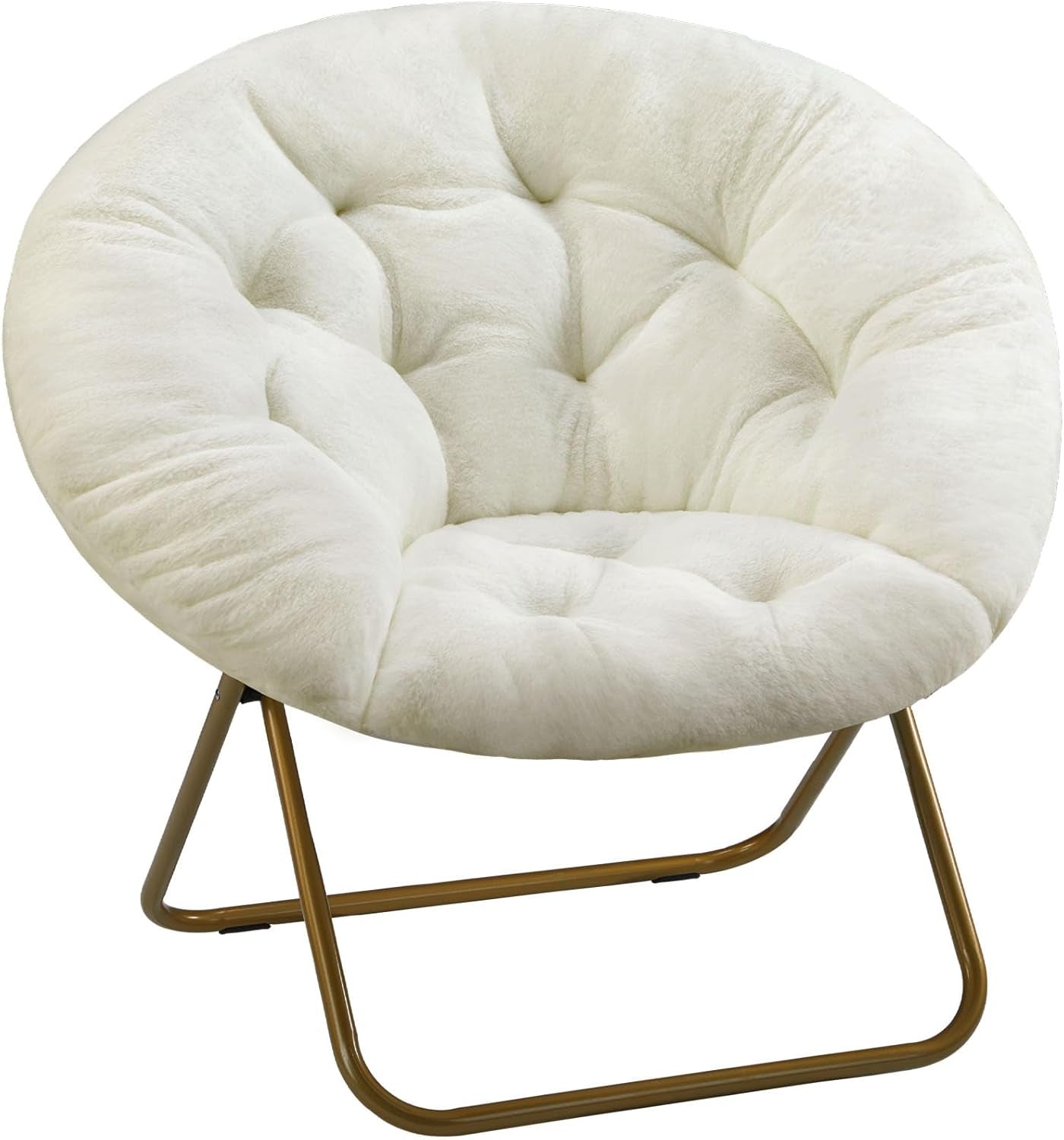 Comfy Saucer Chair, Faux Fur Lounge Seasting XL Circle Chair for Bedroom, Dorm & Gaming, Foldable Fashion Accent Seat for Small Spaces, Folding Moon/Mushroom/Round Oversized Style