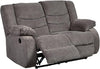 Tulen Reclining Loveseat, Dual-Sided Recliner, Pull Tab Reclining Motion, Fabric Upholstery, 63" W X 40" D X 40" H, Dark Gray