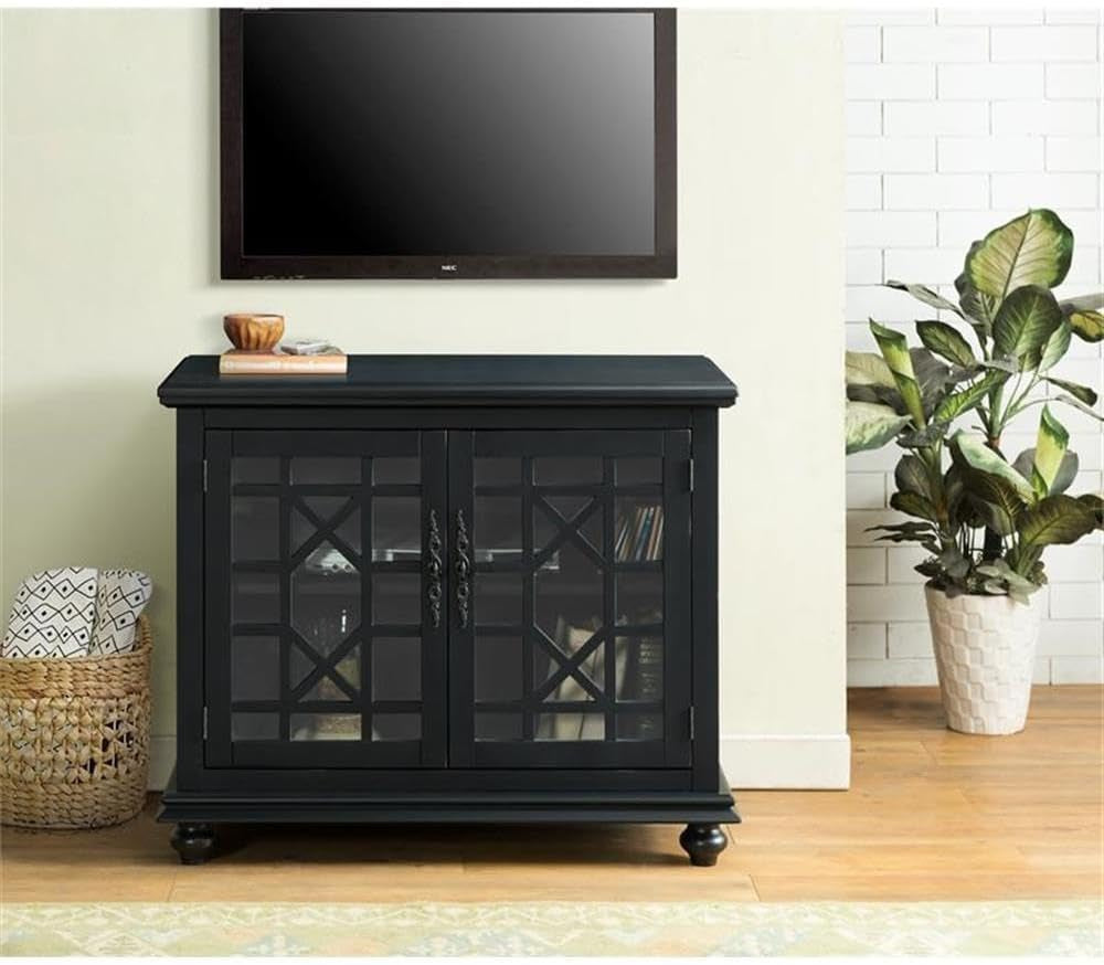 Small Spaces TV Stand 2-Door Accent Cabinet, 38" W X 32" H, Antique Black