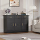Buffet Cabinet with Storage - Buffets & Sideboards Kitchen Storage Cabinet, Wood Console Table Coffee Bar Accent Cabinets for Living Room Dining Room Entryway Large 3 Doors & Drawers, Black 47.2"W