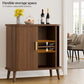 Walnut Buffet Cabinet, Sideboard Buffet Storage Cabinet with Rolling & Sliding Doors, Modern Bar Cabinet for Kitchen & Dining Room