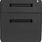 STOCKPILE Mini Seated 2 Drawer Mobile File Cabinet with Removable Magnetic Cushion Seat - Short Version, Metal Filing Cabinet, Pre-Assembled, Black with Grey Cushion