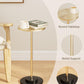 Round Side Table, Small Drink Table for Small Spaces, Modern Accent End Table with Metal Leg for Living Room, Bedroom, Corners, and Office (Gold)