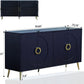 Modern Lacquered 4 Door Wooden Cabinet Sideboard Buffet Server Cabinet Storage Cabinet, for Living Room, Entryway, Hallway, Office, Kitchen and Dining Room, Navy Blue, Cabinets