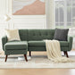 L Shaped Couch Sofa, 80" W Mid-Century Modern Sectional Couches, 3 Seater Sofas with Wide Chaise Lounge, Button Tufted Upholstered Sectional Sofa for Living Room, Bedroom, Green | Linen Fabric, Button Tufted, Solid Wood Foot, Pocket Spring, Wood Slats Frame