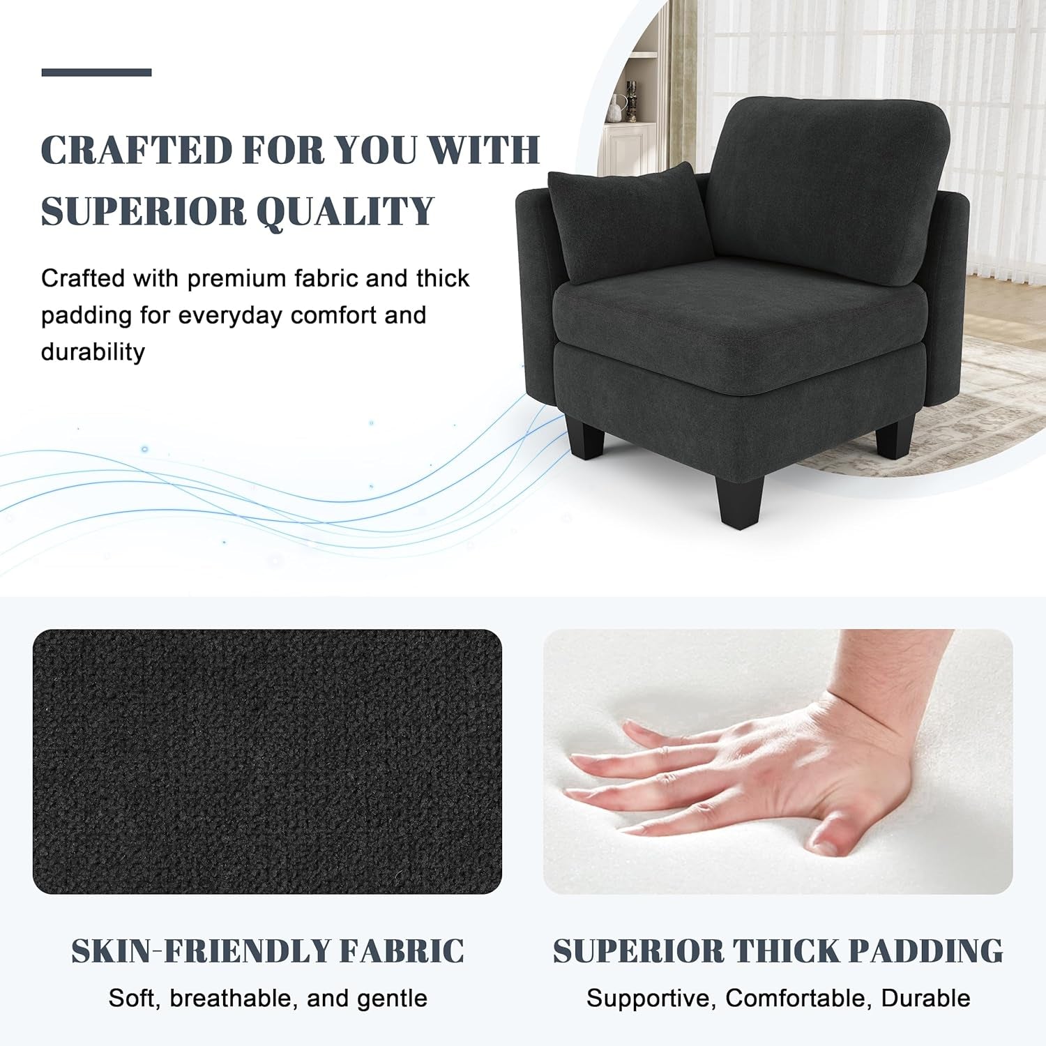 Sectional Sleeper Sofa, 6 Seaters Modular Sleeper Sofa Couch, Comfy Sectionals Couches Bed, Convertible Sofas with Ottomans, Modular Sectional Couches for Living Room, Dark Grey