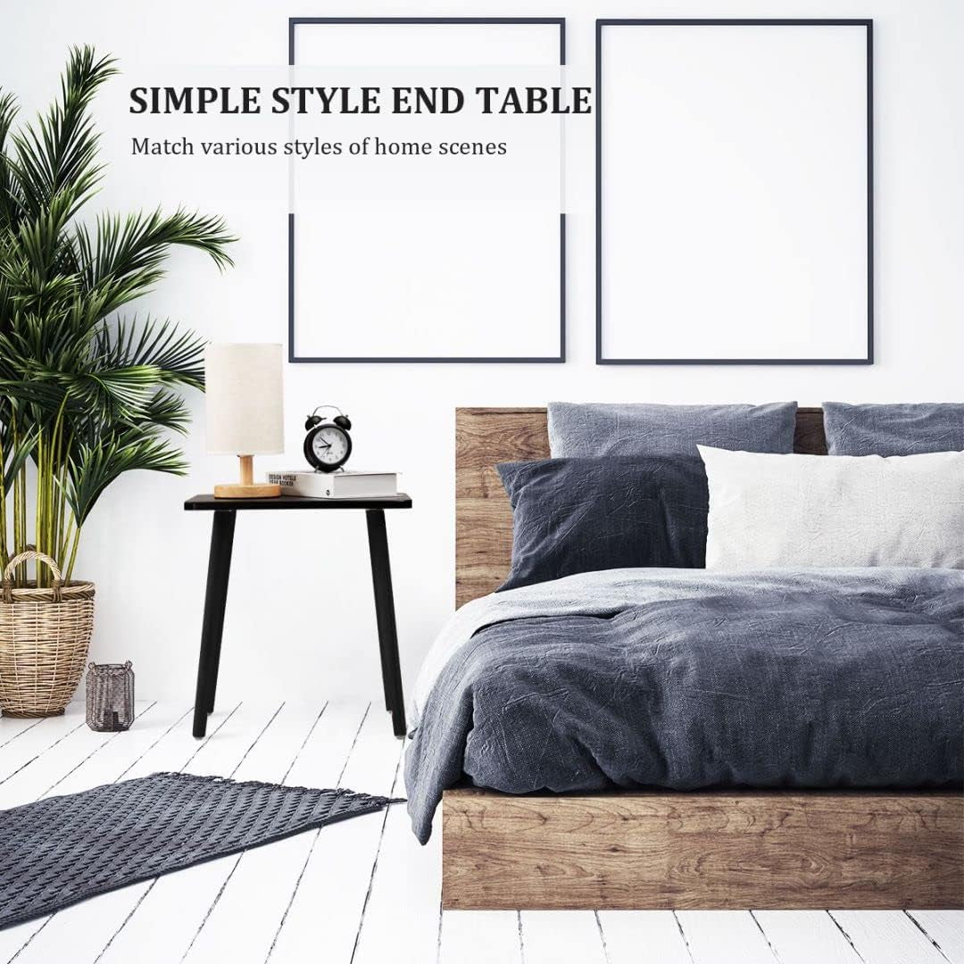 Black Side/End Table, Modern, Minimalist Wooden Small Accent Table with Natural Legs for Living Room, Bedroom, Balcony and Office, Home Decor