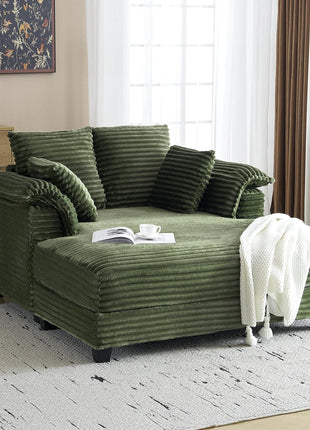 Oversized Corduroy Lounge Chair and Chaise Sofa Recliner Bed with Throw Pillows and Armrests for Living Room, Movie Room, and Bedroom