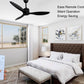 52-Inch Ceiling Fan No Lights Remote Control Low Profile 3 Blades Reversible DC Motor, Black