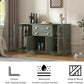 58.27'' Buffet Cabinet with 2 Drawers and Adjustable Shelves,Large Glass Door Coffee Bar Cabinet,Modern Farmhouse Sideboard Credenza for Kitchen,Green
