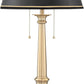 Georgetown 28 1/2" Tall Traditional Table Desk Lamp with USB Charging Ports A+C Warm Brass Steel Black Gold Trim Drum Shade for Living Room Bedroom Nightstand Bedside Office House