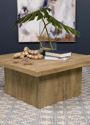 Zetta Square Cocktail Coffee Table in Rustic Farmhouse Mango Brown - Eco-Friendly Engineered Wood Laminate by Home Furnishings
