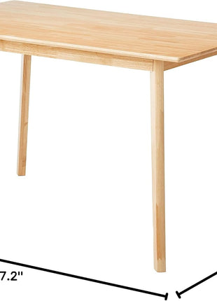 FSC Certified Solid Wood Rectangular Dining Table, Easy Assembly, Dimensions: 29.5"D x 47.2"W x 29.5"H, Natural Finish