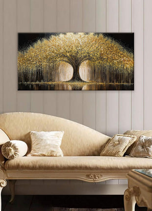 Golden Tree of Life Canvas Wall Art - Contemporary Ready-to-Hang Decor for Various Spaces - 20x40 Inch Prints