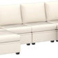 Modular Sectional Sofa with Storage, U Shaped Sectional Couch for Living Room, Convertible Modular Sofa Couch with Ottomans, High Supportive & Soft Sponge, 6 Seat, Beige