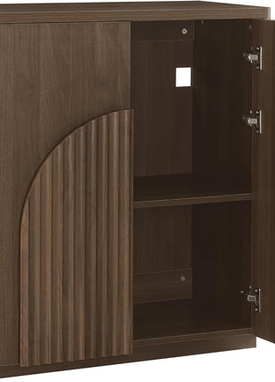 Walnut Sideboard Buffet Cabinet Set of Two with Storage Doors and Shelves for Living Room, Bar, and Kitchen Use
