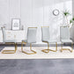 Modern Leather Dining Chairs Set of 4,Armless Kitchen Chairs,Dining Room Chairs with Upholstered Padded Seat and Sturdy Gold Legs for Dining Room,Kitchen (Set of 4, Light Grey-Gold Leg)