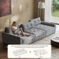 Oversized Sectional Couches for Living Room, Modular Sectional Sofa with Storage & Adjustable Back, Chenille Tufted Cloud Couch Deep Seat Loveseat Sofa, 3 Seater, Light Gray