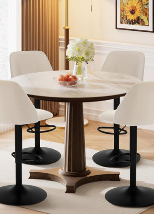 Set of 2 Adjustable Fabric Bar Stools - 360° Swivel Counter Height Chairs with Cushioned Seat and Sturdy Metal Base for Dining Room and Kitchen Island, 250 lbs Capacity