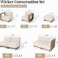 L Shaped Patio Furniture,Outdoor Rattan Wicker Sectional Sofa with 10''Ultra-Thick Cushions,All Weather Patio Conversation Set for Lawn Garden Backyard,Beige