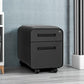 STOCKPILE Mini Seated 2 Drawer Mobile File Cabinet with Removable Magnetic Cushion Seat - Short Version, Metal Filing Cabinet, Pre-Assembled, Black with Grey Cushion