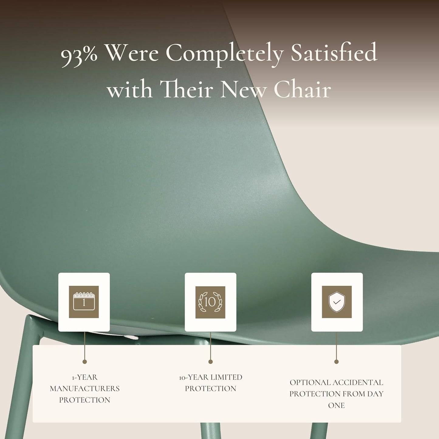 Isla Modern Kitchen Chairs Set of 4 - Plastic Dining Chair with Metal Legs - Quick Assembly Simple Cafe Chairs Plastic for Indoor or Outdoor - Pistachio Green