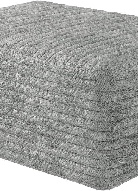 37.4" Plush Corduroy Ottoman - Upholstered Cloud Ottoman for Modular Sectional Couches, Compressed Memory Foam, No Assembly Required, Grey