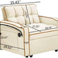 Convertible Sleeper Chair, Pull Out Chair Sleeper with Bracket and Cup Holder, Chairs Bed Sleepers for Adults, 3 in 1 Sofa Bed Chairs for Small Spaces, Living Room, Creamy White