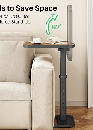 Adjustable Height Flip-Top TV Tray Table with Rounded Metal Corners - Versatile Snack Table for Compact Living Spaces