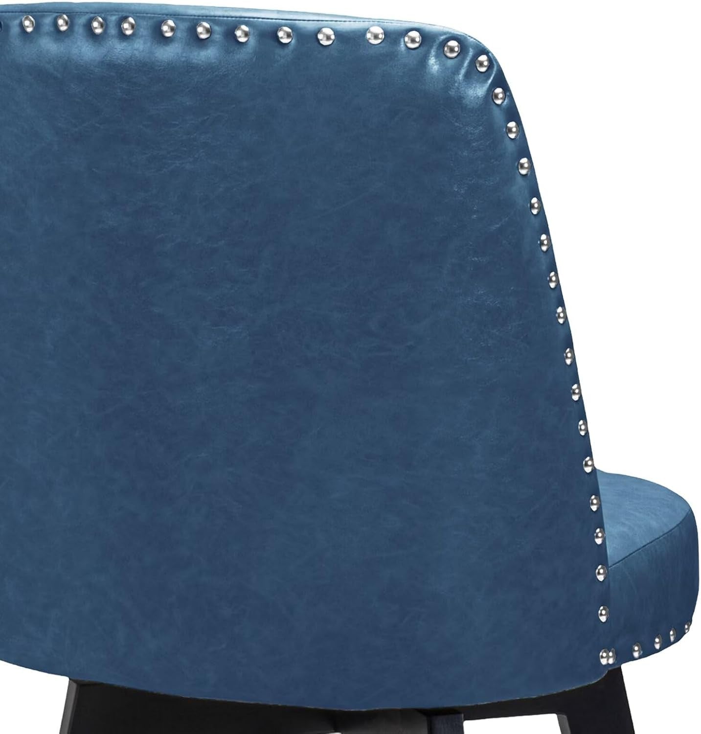 Bar Stools Set of 2, PU Leather Barstools, 26 Inch Upholstered Counter Stools with High Back and Footrest, Swivel Counter Height Barstools for Kitchen Island Home Bar Navy Blue