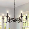 Farmhouse Chandelier for Dining Room: 6-Light Black Industrial Kitchen Island Pendant Light Fixture - Rustic Candle Chandeliers Vintage Modern Hanging Ceiling Lamp for Bedroom Foyer