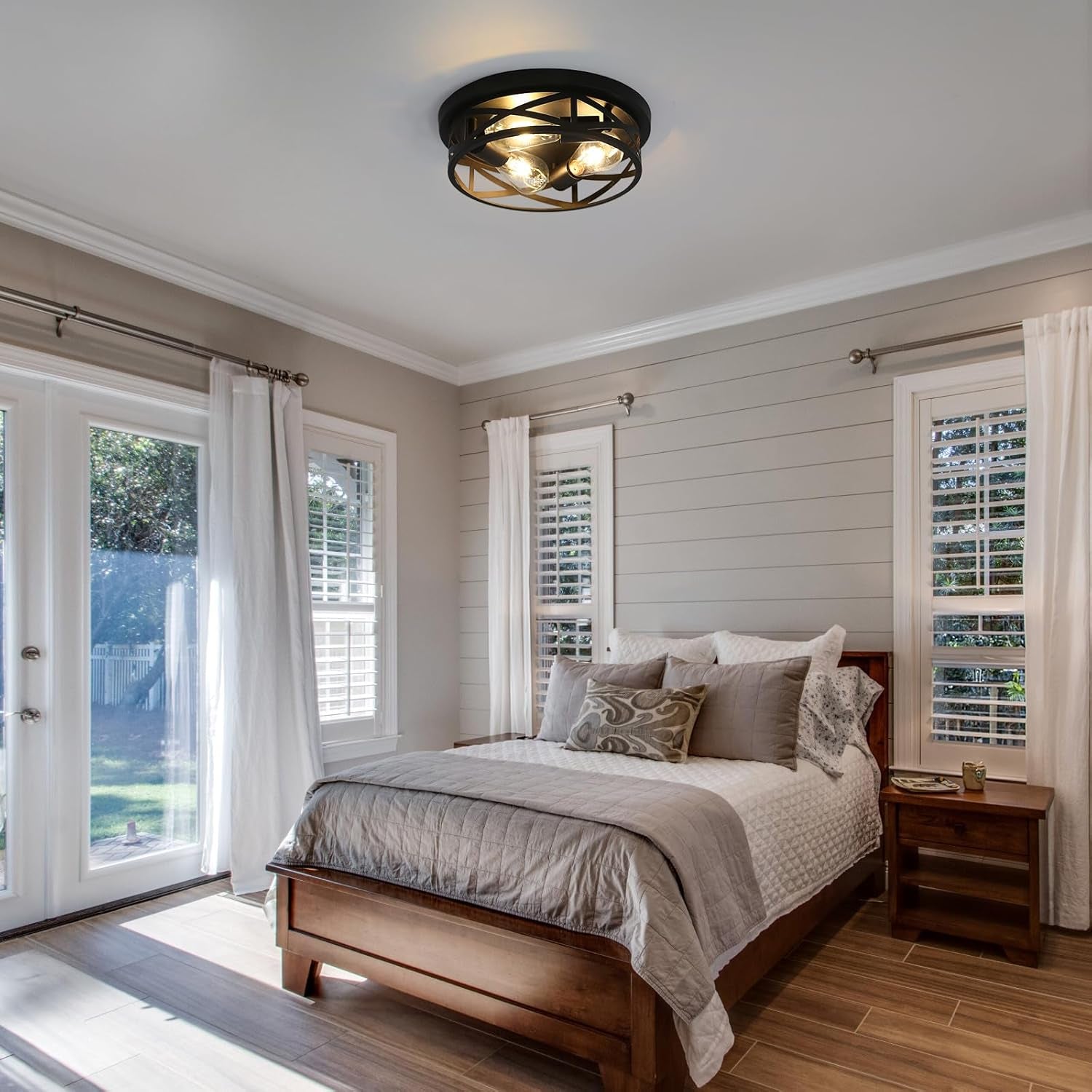 13 Inch Black Flush Mount Ceiling Light Fixtures,3-Light Modern Hallway Light Fixtures Ceiling, Black Lights Fixture Ceiling Mount for Farmhouse,Kitchen, Bedroom (1 Pack)