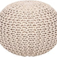 · round Pouf Ottoman - Cable Knitted Boho Poof - Home Décor Cord Pouffe Handmade Circular Footrest for Living Room - Bedroom - Kids Bedroom - 100% Cotton Pouf (18" X 18" X 14") - Ivory