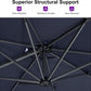 9 Feet Patio Umbrella Outdoor Cantilever Square Umbrella Aluminum Offset Umbrella with 360-Degree Rotation for Garden Deck Pool Patio, Navy Blue