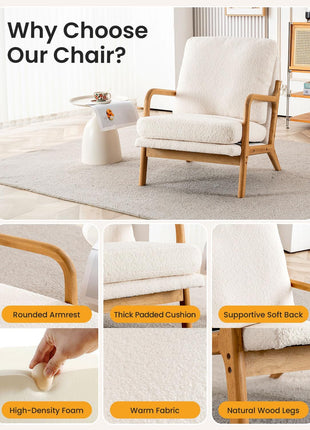Mid-Century Modern Accent Chair - 23” Wide Comfortable Lounge Chair for Living Room and Bedroom with Detachable Cover and 5.5" Foam Cushion