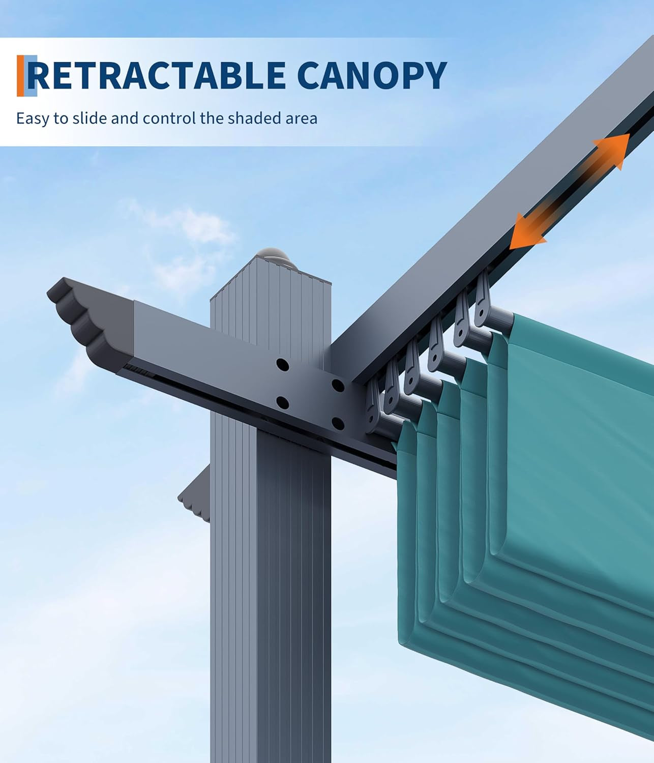 10 X 13 Ft Aluminum Pergola, Outdoor Metal Gazebo with Adjustable Canopy, Reinforced Frame Outdoor Shelter for Backyard Patio Garden Deck - Blue with Curtains Mosquito Netting