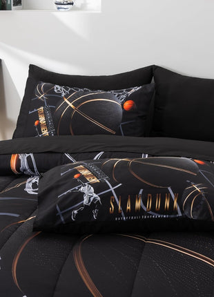 Basketball Court Themed Comforter Set, 6-Piece Bedding Set for Teen Boys, Twin Size