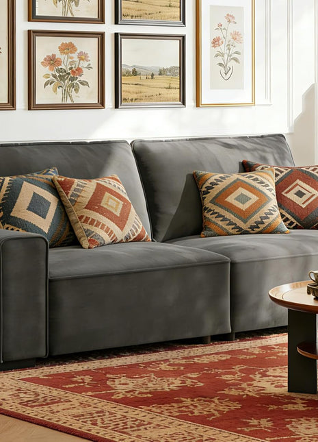 85-Inch Chenille Upholstered Sofa for Living Room - 3-Seater Modern Design with Wide Armrests and Thick Spring Cushions in Dark Grey Suitable for Apartment, Office, Bedroom, or Small Spaces