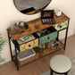 Entryway Console Table with 3 Retro Flowers Fabric Drawers Boho Narrow Long behind Couch Sofa Table with Bottom Open Storage Shelf for Hallway Living Room Foyer (Rustic Brown, 3 Drawers)