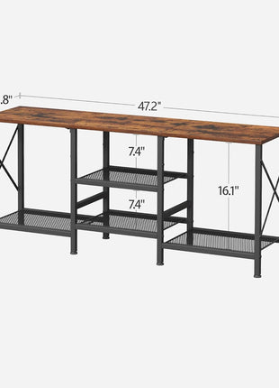 55-Inch Rustic Brown TV Stand with 3-Tier Open Shelves for Living Room and Bedroom