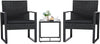 3 Pieces Outdoor Patio Wicker Furniture Set, Modern Rattan Chair Conversation Sets with Coffee Table for Yard and Bistro (Black)