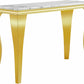 47 Inch White Marble Console Table with Mirrored Stainless Steel Metal Legs, Faux Marble Tall Luxury Gold Entryway Table, Modern Sofa Table Narrow Console Tables for Hallway Living Room
