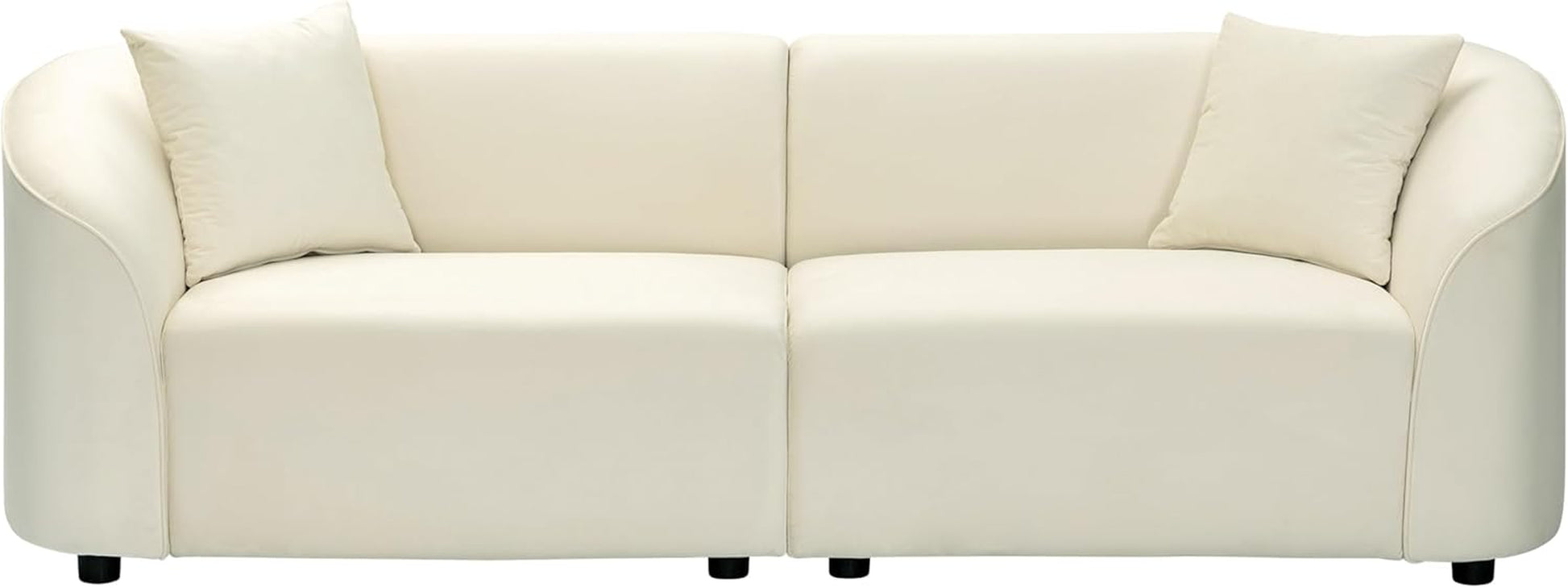 87.50" Velvet Curved Oversized 2 Seater Sofa, Upholstered Couch Chair, Soft Seating Lounge Sofa, Cozy Loveseat with Armrest, Reading Loveseat for Living Room, Home Rest, Cream