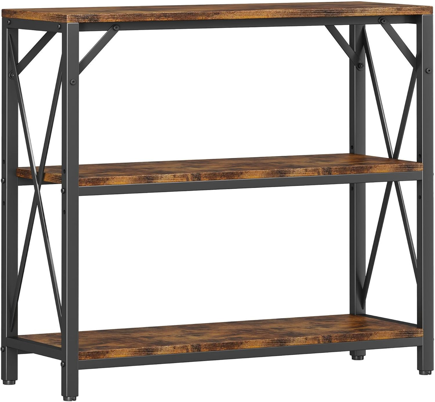 Console Table 31.5" Width, 3-Tier Entryway Table with Storage, Industrial Sofa Table with Open Shelves, Foyer Tables for Entryway, Hallway, Kitchen, Living Room and Bedroom, Rustic Brown