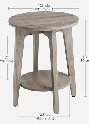 MAEZO 2-Tier Round Side Table with Tapered Legs and Curved Transitions, Perfect for Compact Living Spaces, Heather Greige