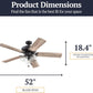 Saybrook, 52 Inch Indoor Farmhouse LED Ceiling Fan with Light, Pull Chain, Three Mounting Options, Dual Finish Blades, Reversible Motor - 51593-01 (Bronze)